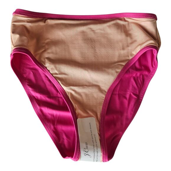 J. CREW S Bikini Bottom High Waist Radiant Fuchsia High Leg Medium Cover NEW NWT - Picture 2 of 5
